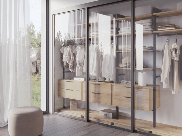 Ambiance Dressing- Dressing avec vitres coulissantes 32 - dressing-arche-M-chene-halifax-blanc-porte-coulissante-vitrees-fermees Ambiance Dressing
